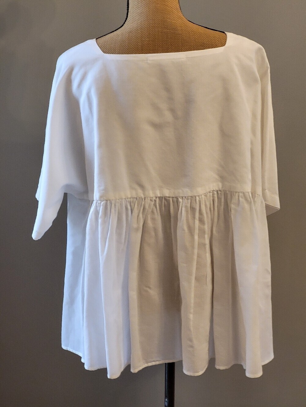 Peruvian Connection S/M White Cotton Poplin Babydoll Blouse - Picture 6 of 8